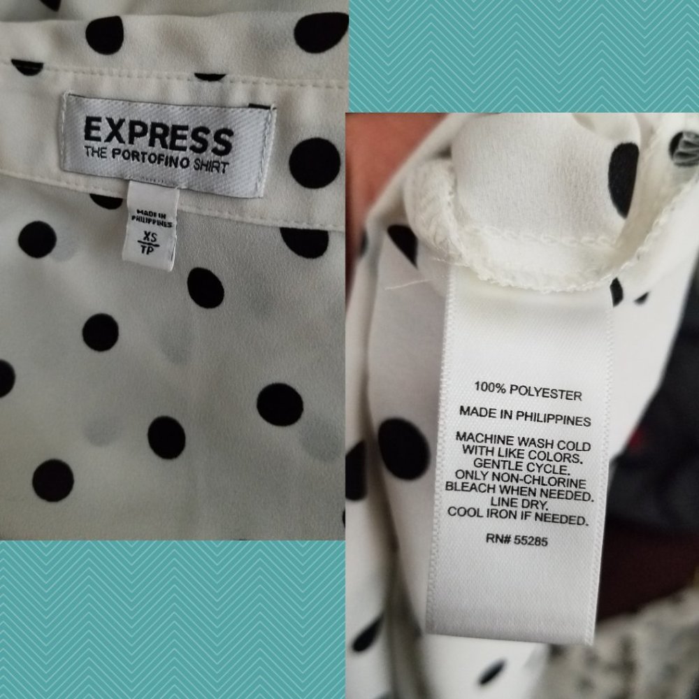 Express Polkadot Button Front Portofino Shirt - image 5